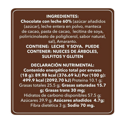 Conejos Barra de Amaranto con Chocolate Barra de Amarant 18 Gr