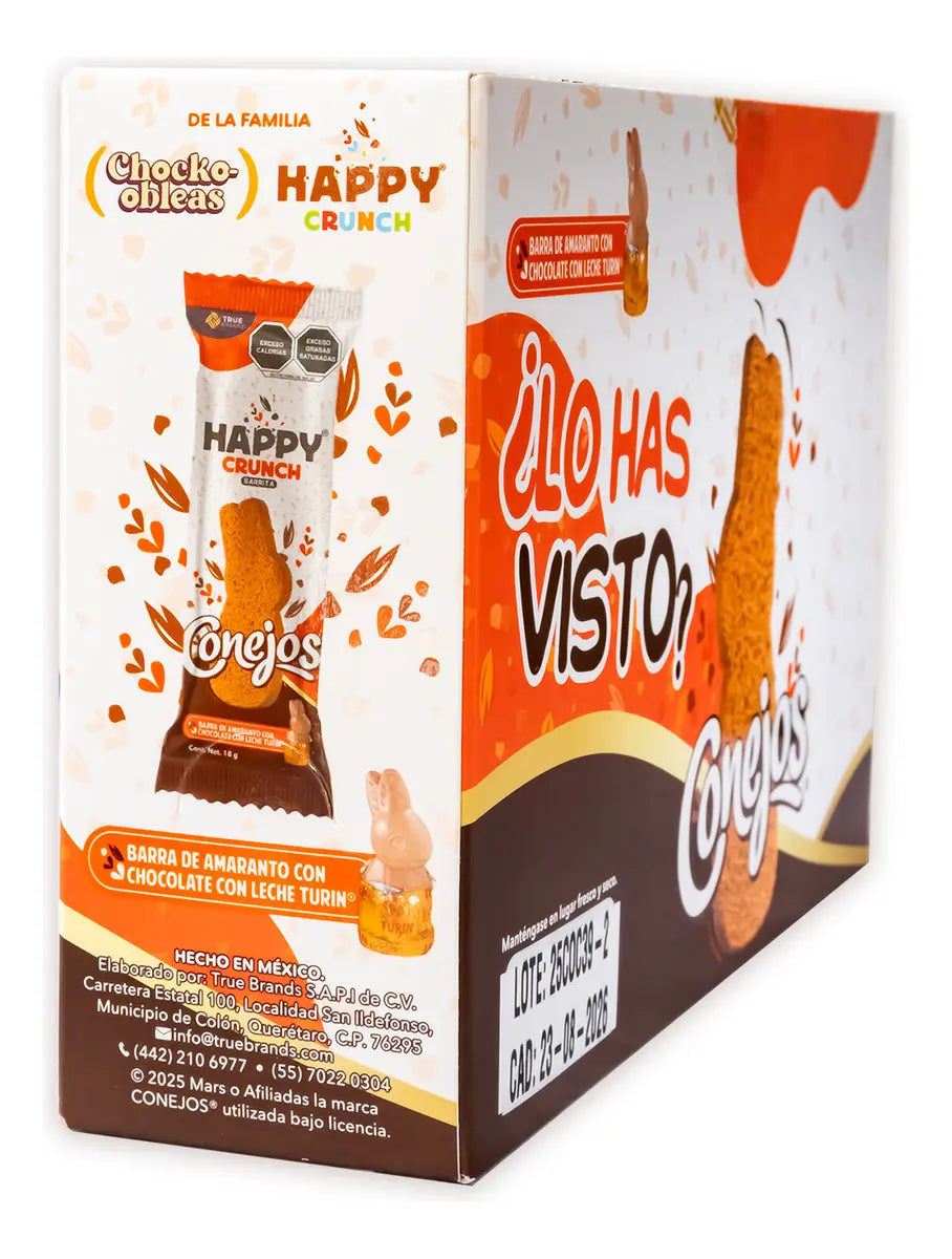 Caja de Barras de Amaranto con Chocolate Conejos Turin 11 Pzas